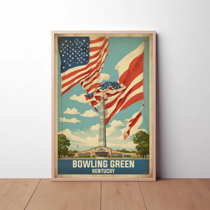 Bowling Green Kentucky Cityscape Art Print Vintage Travel Poster