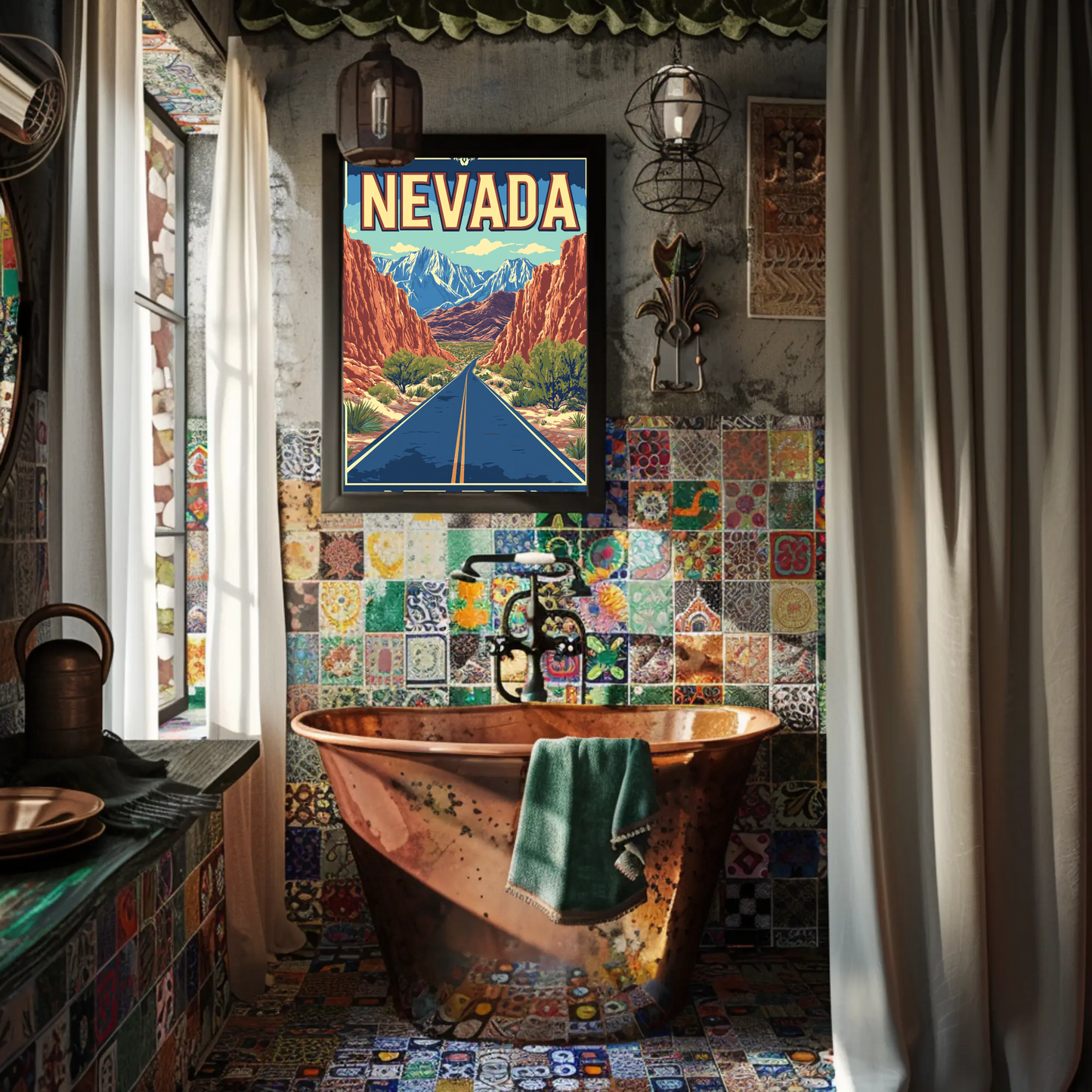 Nevada Landscape Vintage Travel Poster