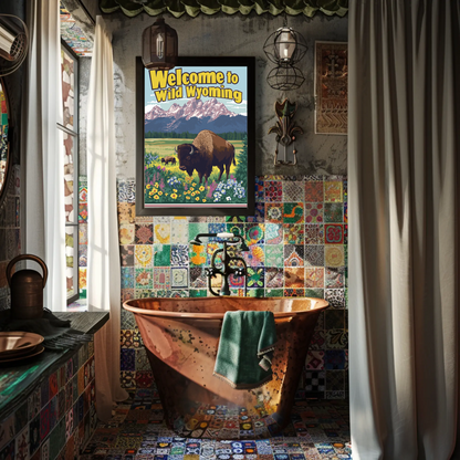 Welcome to Wild Wyoming Vintage Poster