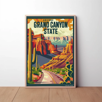 Arizona Grand Canyon State Vintage Travel Poster