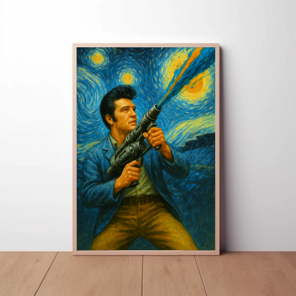 Elvis Starry Night Warrior Strength In Stars Vintage Travel Poster