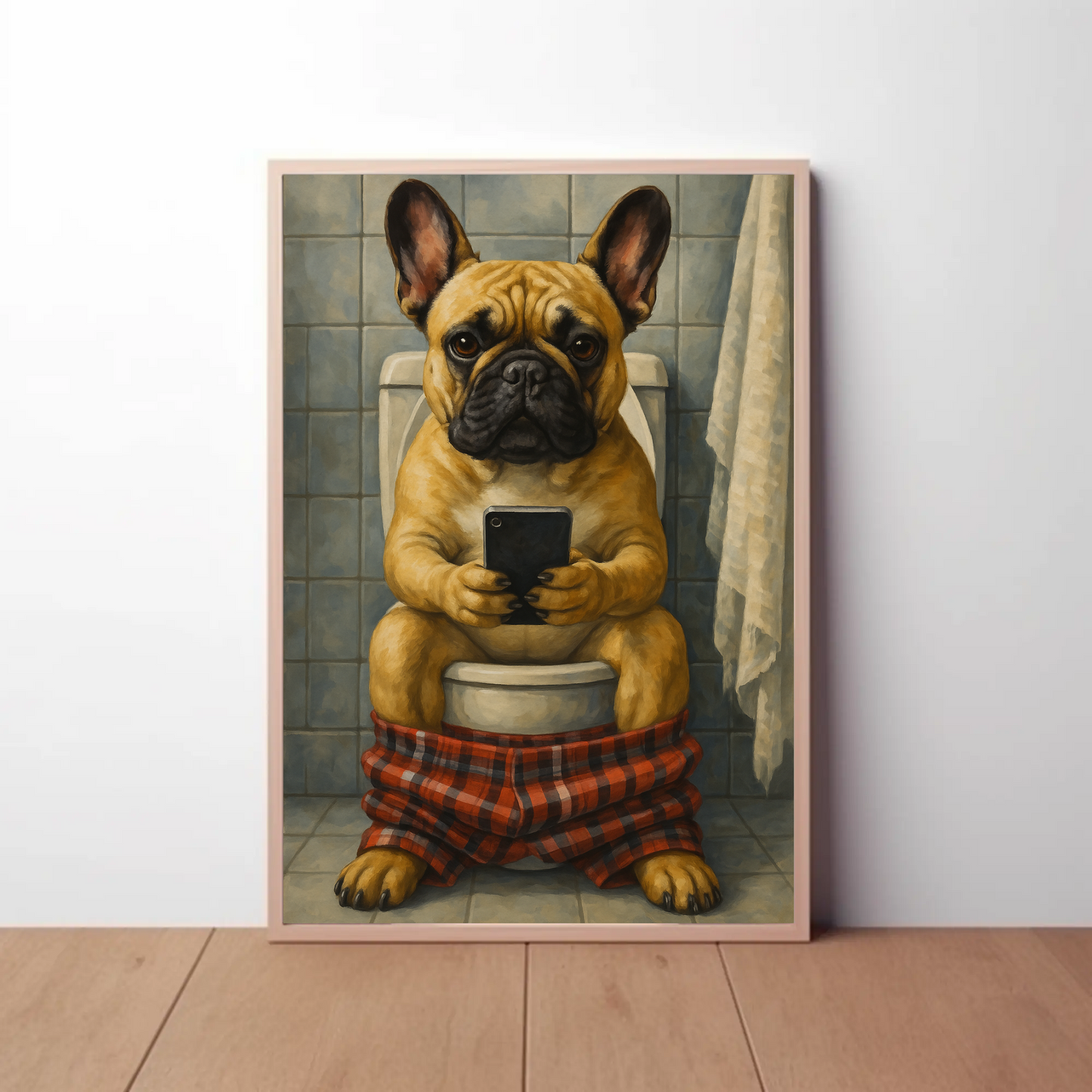 French Bulldog Pooping Vintage Poster