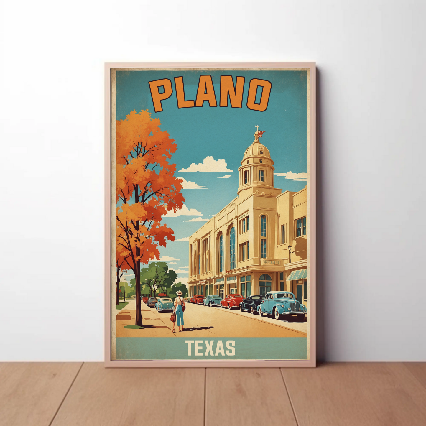 Plano Texas Vintage Travel Poster Artwork