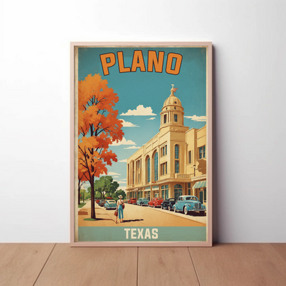 Plano Texas Vintage Travel Poster Artwork