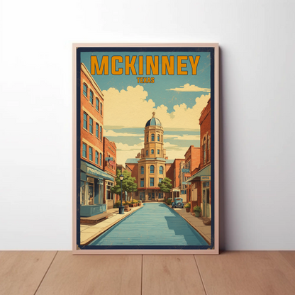 McKinney Texas Downtown Charm Vintage Travel Poster