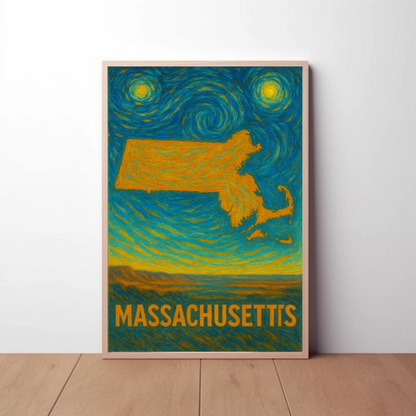 Massachusetts Starry Night Poster