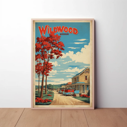 Wildwood Missouri Rustic Village Drive Vintage Travel Poster