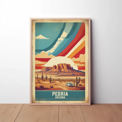 Peoria Arizona Desert Drive Vintage Travel Poster