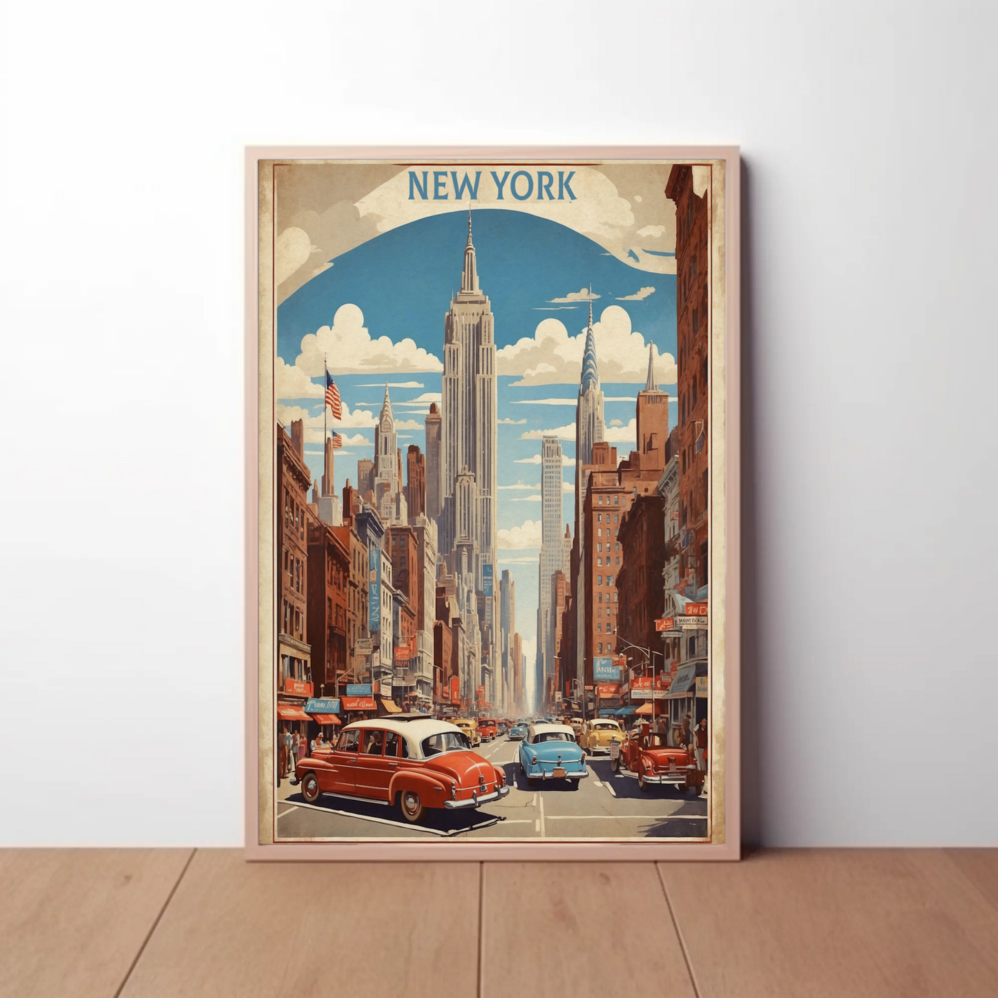 New York City Empire Street View Vintage Travel Poster
