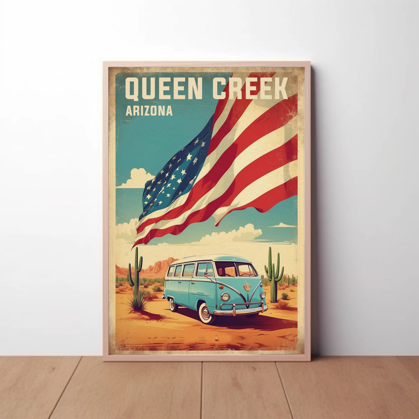 Queen Creek Arizona Vintage Travel Poster Artwork