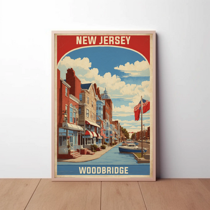 Woodbridge New Jersey Harbor Street View Vintage Travel Poster