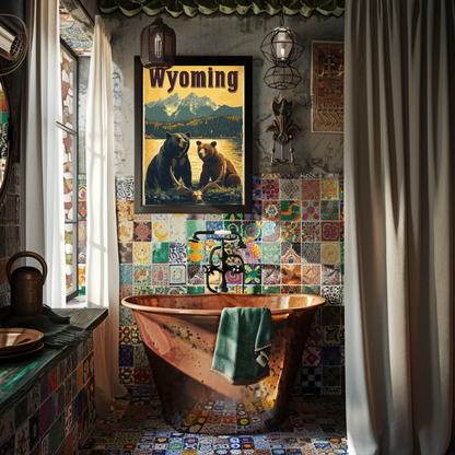 Wyoming Bears Mountain Vintage Poster