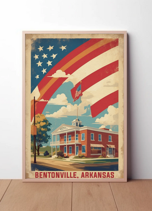 Bentonville Arkansas Town Center Vintage Travel Poster