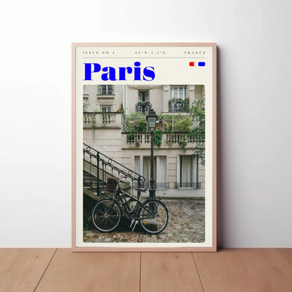 Parisian Street Bike Scene Vintage Travel Poster