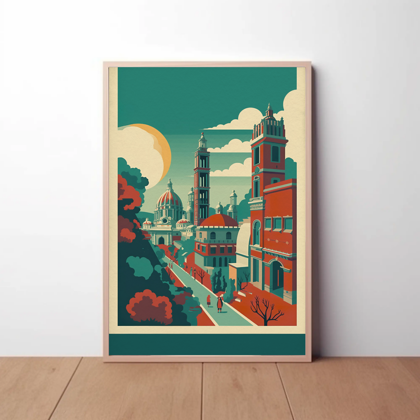 Historic European Architecture Courtyard Walk Vintage Travel Poster
