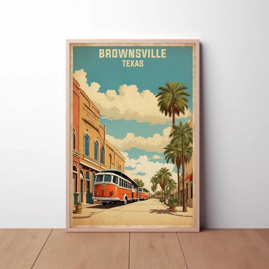 Brownsville Texas American Scene Art Vintage Travel Poster