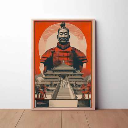 Terracotta Warrior Xian China Palace Vintage Travel Poster