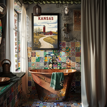 Kansas Prairie House Vintage Poster