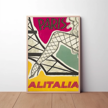 Paris Alitalia Vintage Fashion Travel Poster