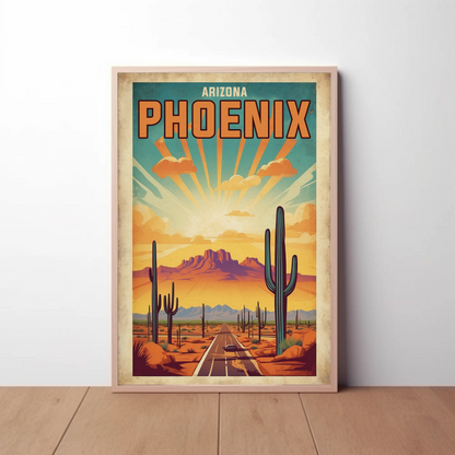 Phoenix Arizona Vintage Travel Poster Artwork