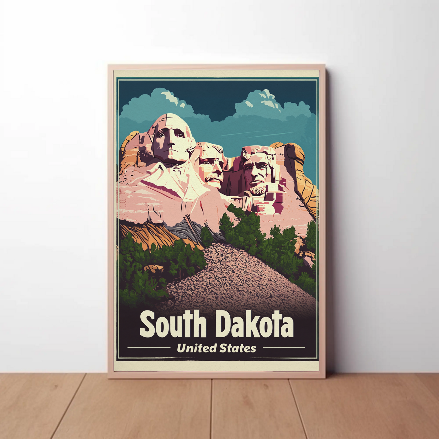 Mount Rushmore United States South Dakota Vintage Travel Poster