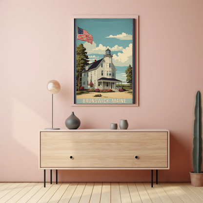 Brunswick Maine American Scene Art Vintage Travel Poster