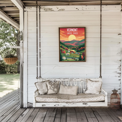 Vermont Vintage Poster - Sunset Valley