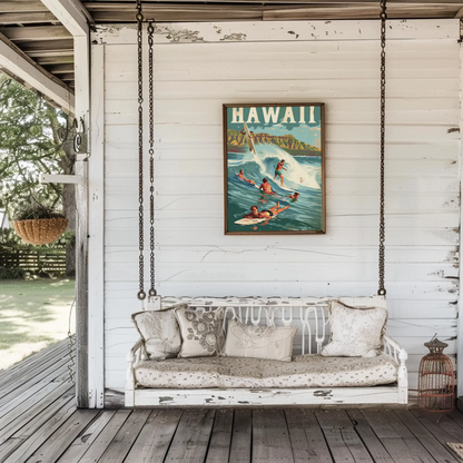 Vintage Poster Hawaii Surfing