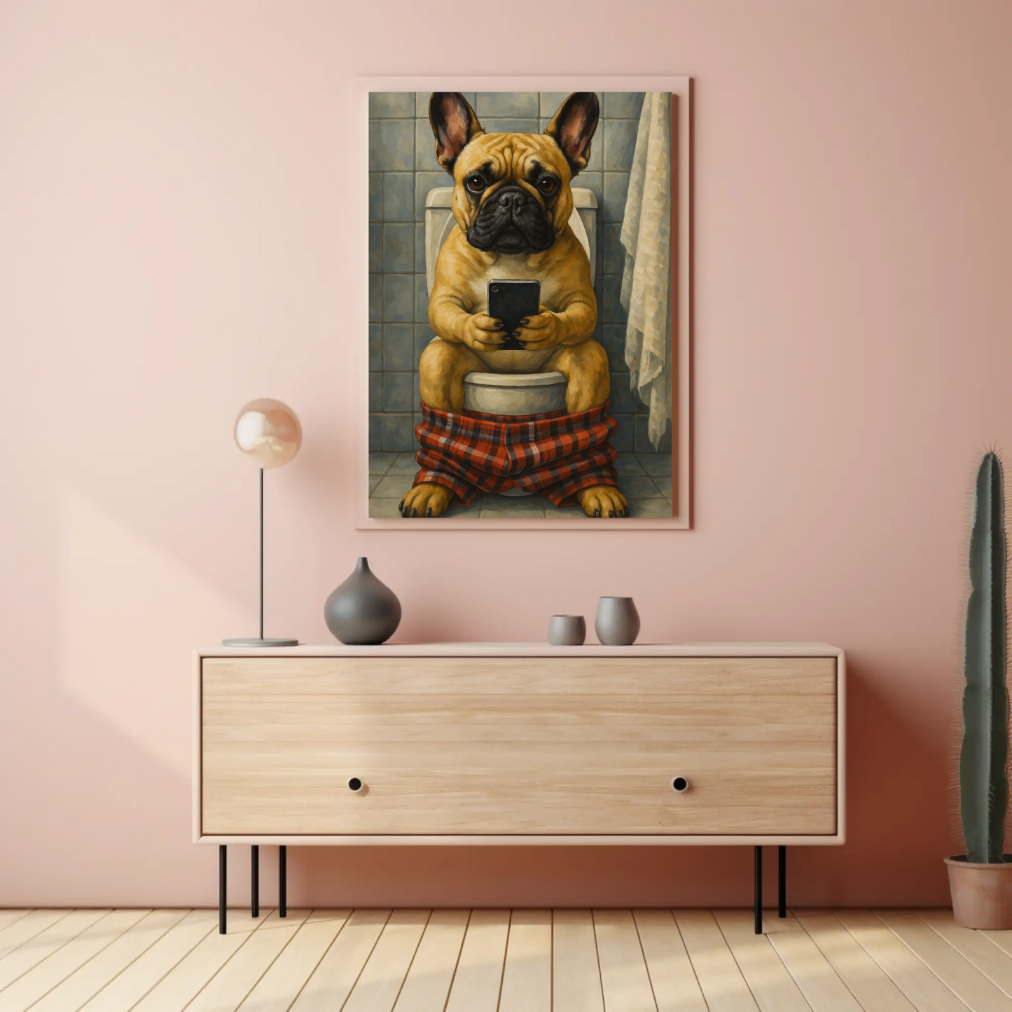 French Bulldog Pooping Vintage Poster