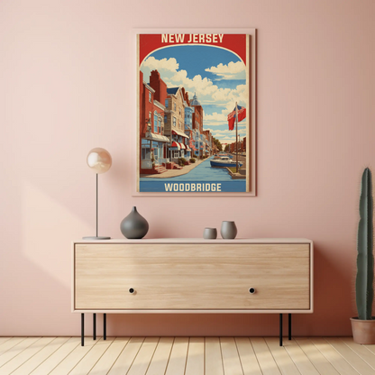 Woodbridge New Jersey Harbor Street View Vintage Travel Poster