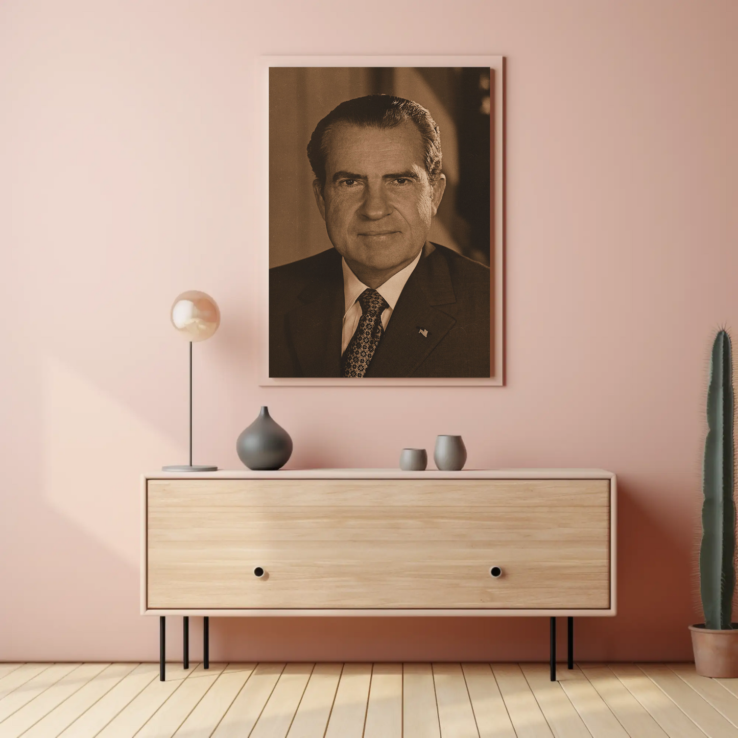 Richard Nixon 37th President Sepia Photo