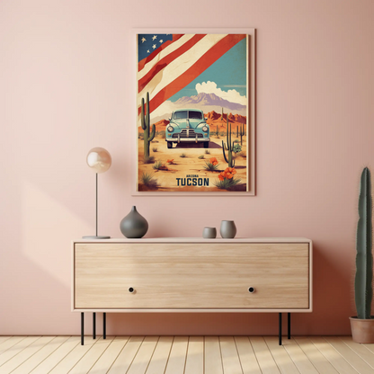 Tucson Arizona Classic Desert Drive Vintage Travel Poster