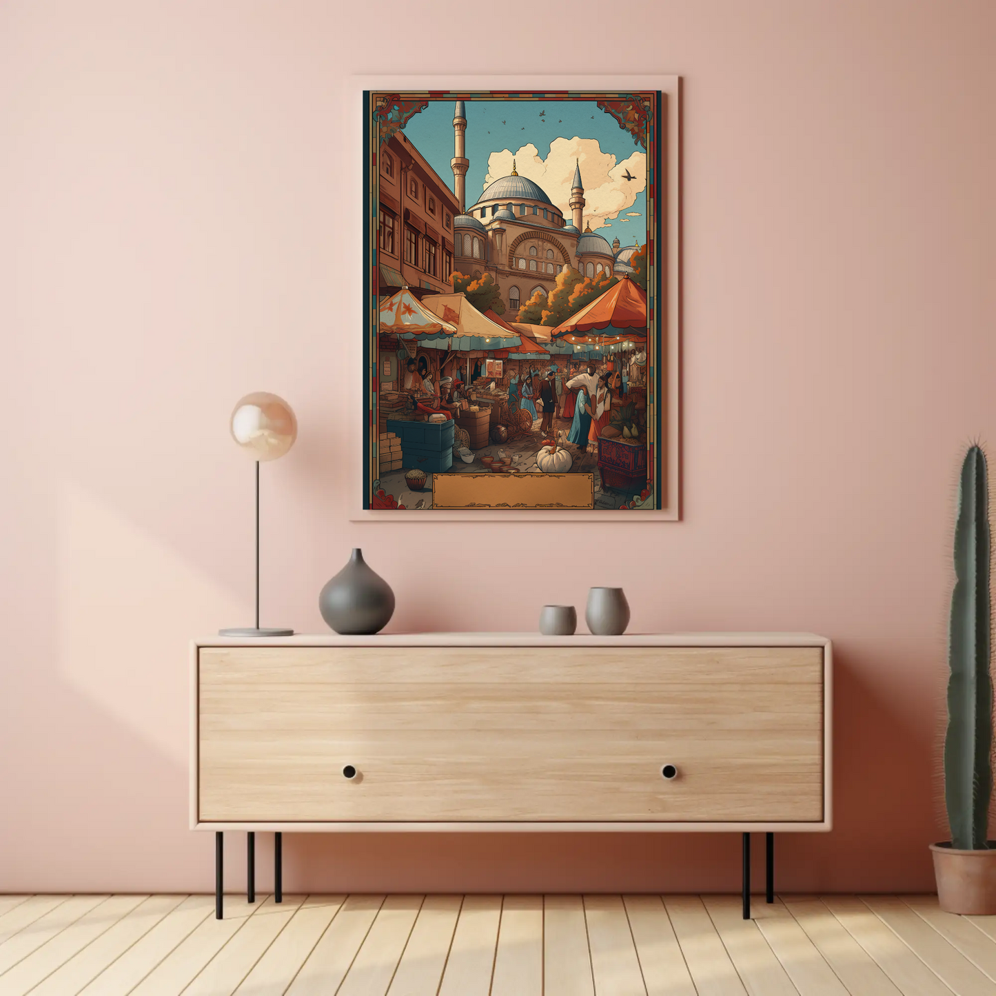 Turkish Market In Mosque Courtyard Vintage Travel Poster