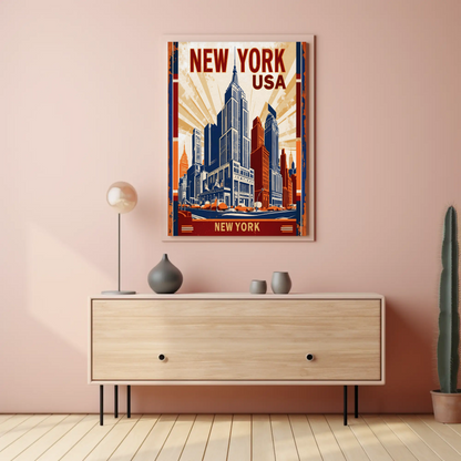New York USA Empire State Building Vintage Travel Poster