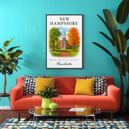 New Hampshire, Manchester Signature Series Vintage Travel Poster
