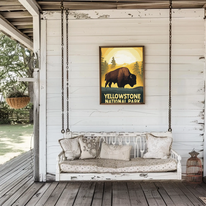 Yellowstone National Park Bison Vintage Poster