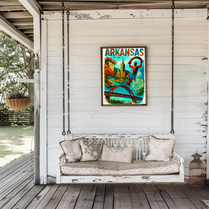 Arkansas Wall Art Vintage Travel Poster