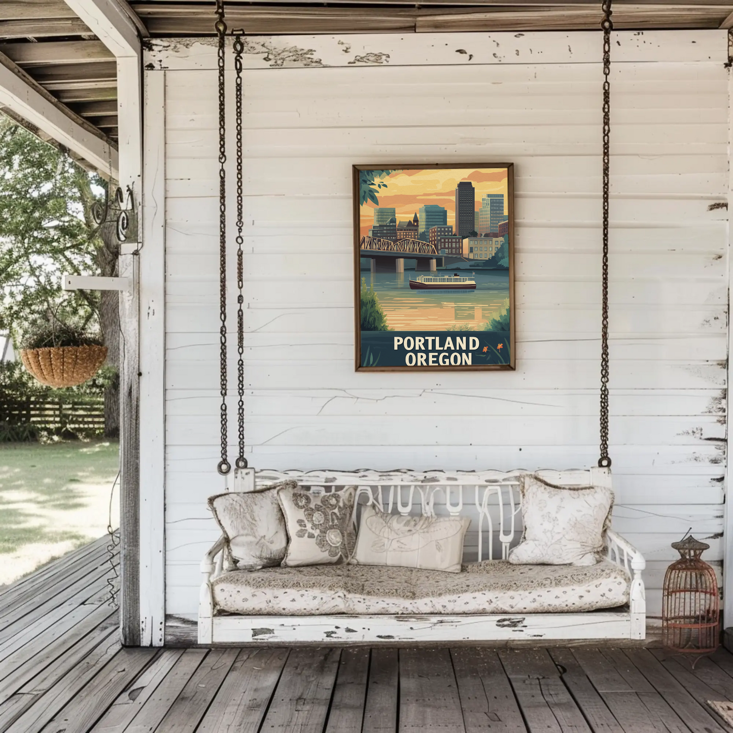 Portland Oregon Sunset Vintage Poster