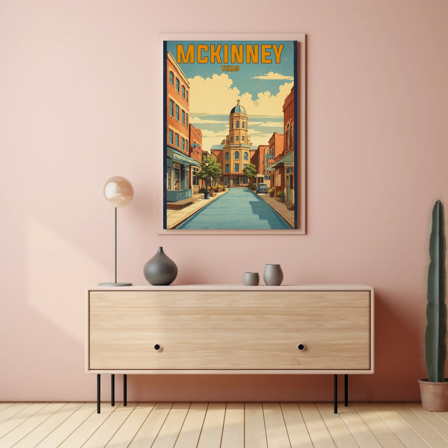 McKinney Texas Downtown Charm Vintage Travel Poster