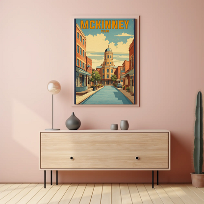 McKinney Texas Downtown Charm Vintage Travel Poster