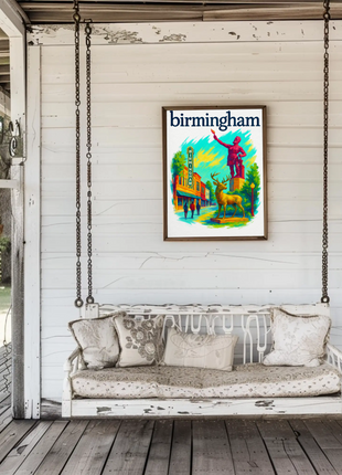 Birmingham Michigan Wall Art Vintage Travel Poster