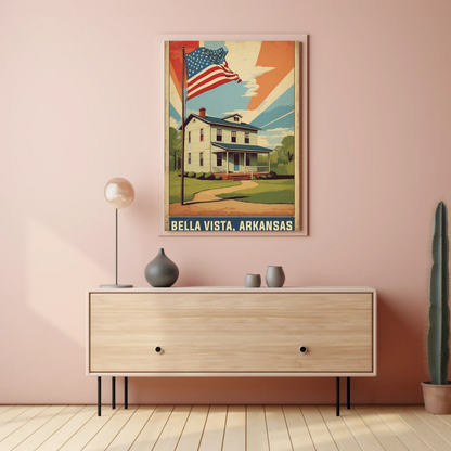 Bella Vista Arkansas Flag Home Vintage Travel Poster
