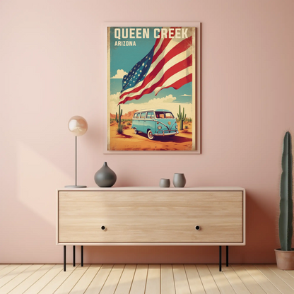 Queen Creek Arizona Vintage Travel Poster Artwork