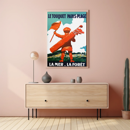 Le Touquet Paris Plage Golf Scene Vintage Travel Poster