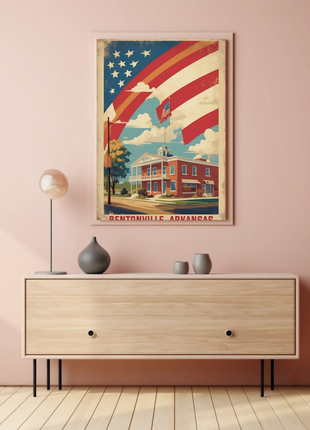 Bentonville Arkansas Town Center Vintage Travel Poster