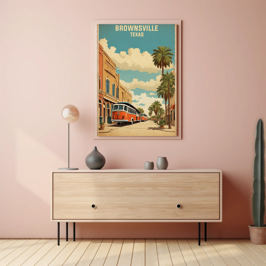 Brownsville Texas American Scene Art Vintage Travel Poster