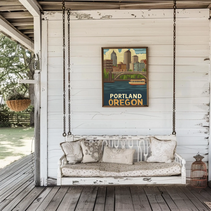 Portland Oregon Cityscape Vintage Poster