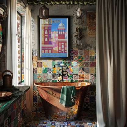 Pakistan Wazir Khan Mosque Vintage Poster
