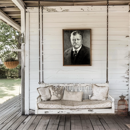 Theodore Roosevelt Portrait Drawing Vintage Poster