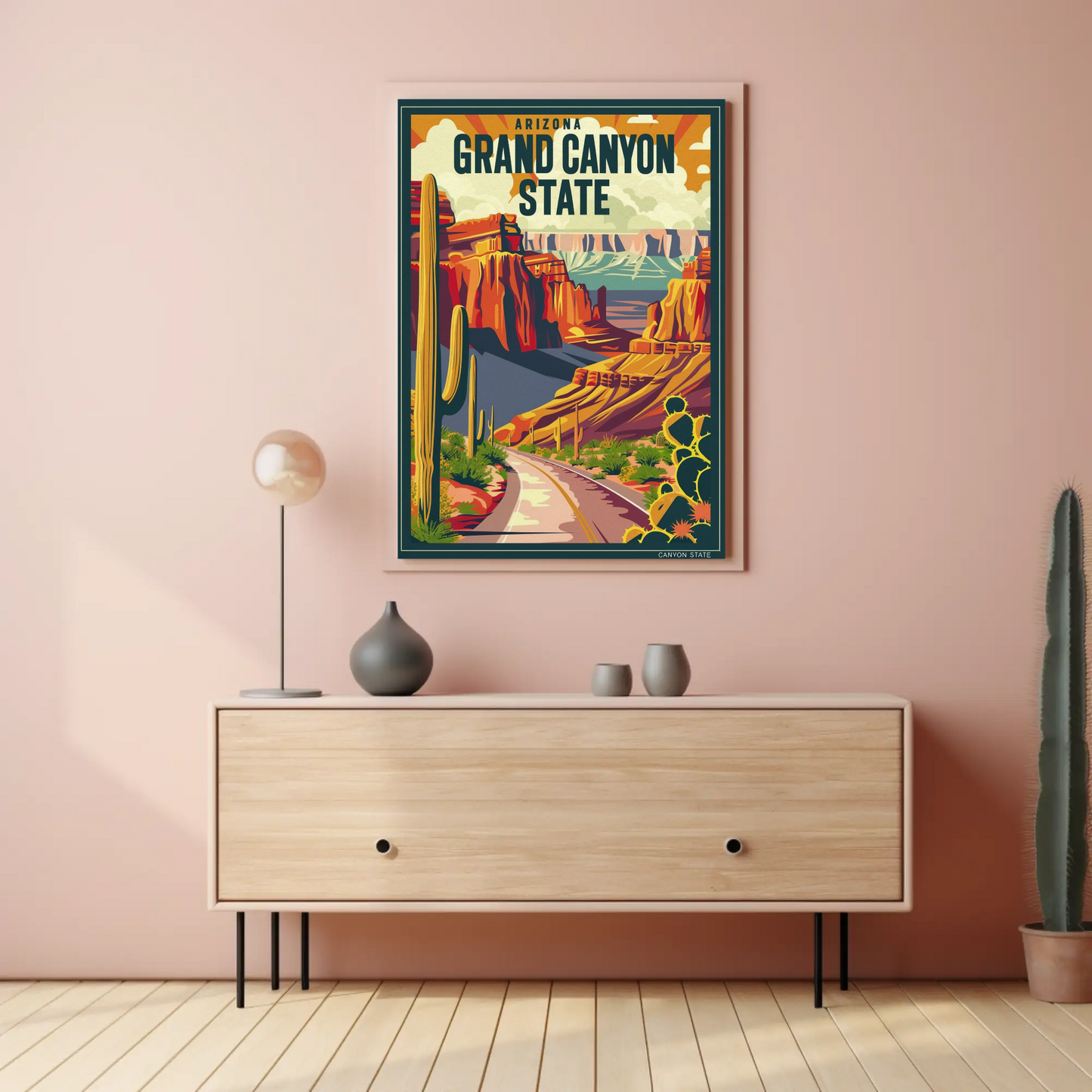 Arizona Grand Canyon State Vintage Travel Poster
